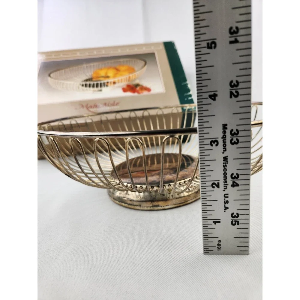 Vintage Main Aisle Collection silver-plated oval wire basket Fruit Display Decor